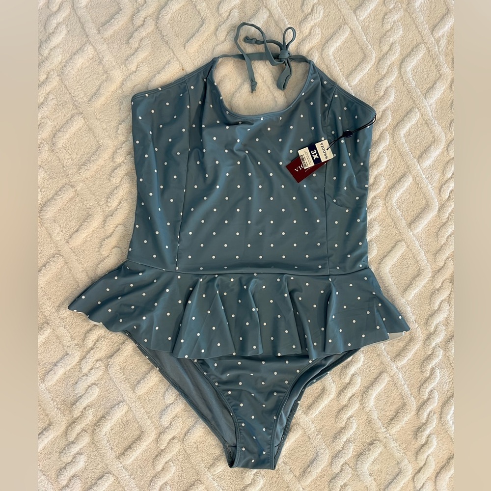 Vigoss Blue Polka Dot One Piece Swimsuit